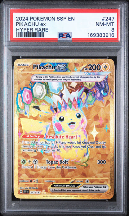 Pikachu EX 247/191 Surging Sparks PSA 8 Nm-Mt