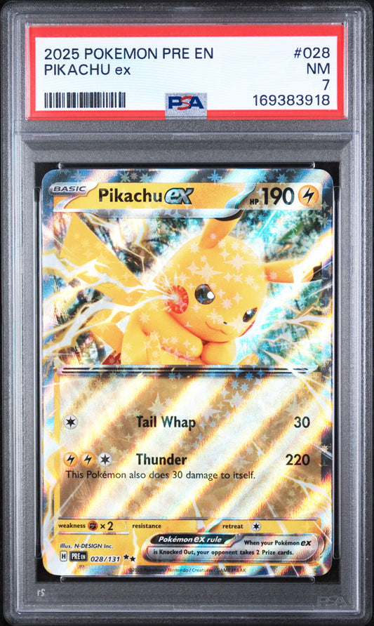 Pikachu EX 028/131 Prismatic Evolutions PSA 7 Near Mint