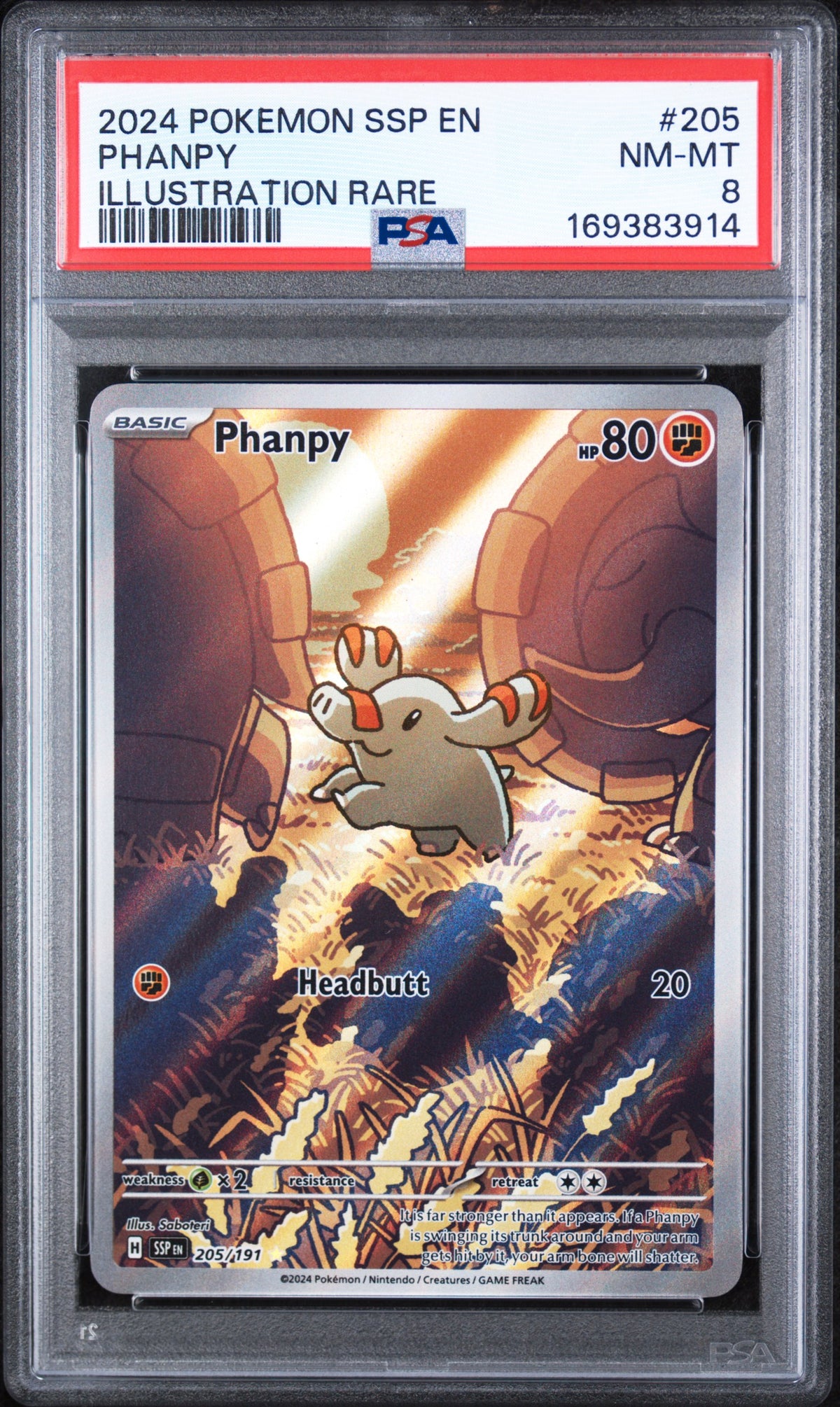 Phanpy 205/191 Surging Sparks PSA 8 Nm-Mt