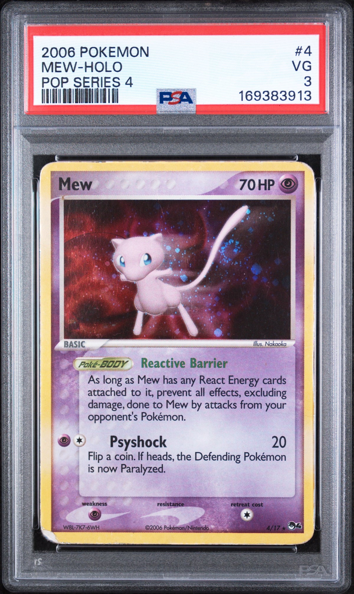 Mew Holo 4/17 Pop Series 4 PSA 3 Vg